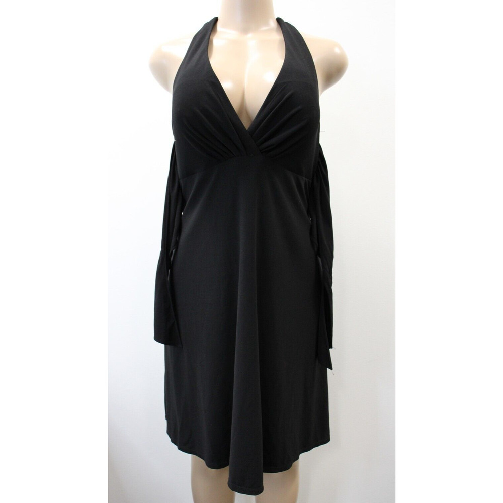 White House Black Market Dress Womens 8 Black Stretch Back Zip Halter